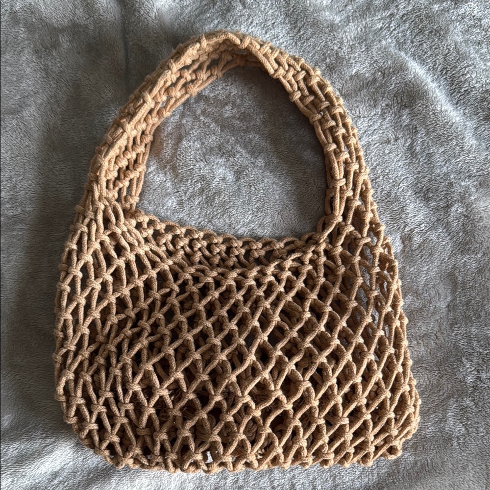 Tan Mini Woven Bag with Bohemian Style